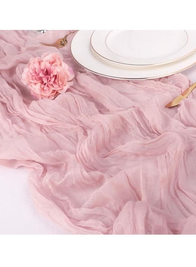 90CM*300CM Bohemian Cheese Cloth Tablecloth or Table Runner 90CM*300CM– Soft Woven Polyester, Flowing Drape Design – Rustic Boho Style for Wedding, Birthday, Bridal Shower, Holiday, Romantic Table Setting – Reusable, Washable, Durable Decor - Image 2